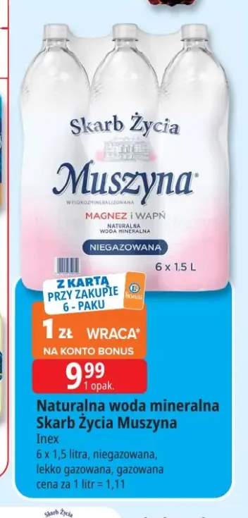 Woda mineralna niegazowana Naturalna woda Skarb Życia Muszyna 6-pak +2 warianty