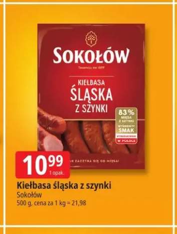 Kiełbasa śląska z szynki Sokołów