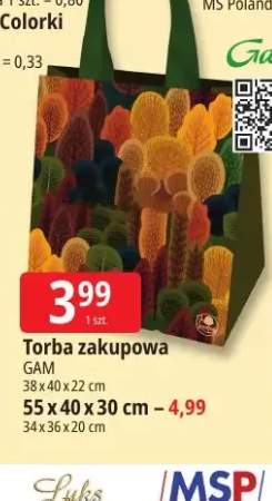 Torba zakupowa GAM 38x40x22 cm +2 warianty