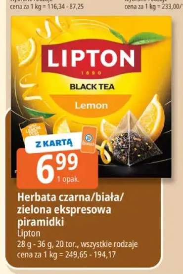 Herbata czarna/biała/zielona ekspresowa piramidki Lipton
