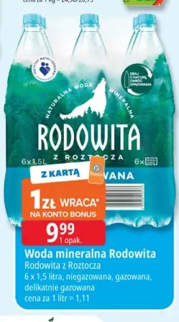Woda mineralna niegazowana Rodowita z Roztocza 6-pak +2 warianty